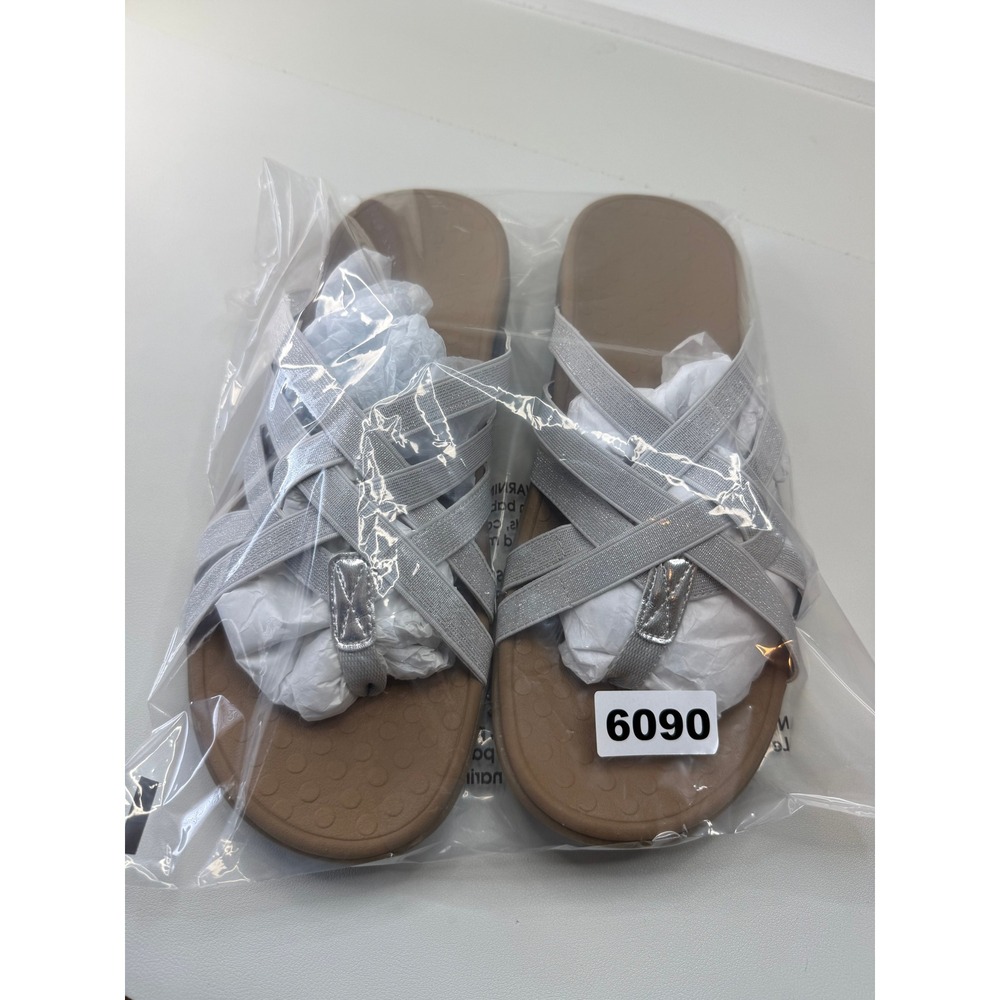 Vionic Tia Silver Metallic Strappy Orthotic Thong Sandals Womens 12 NEW - Picture 7 of 7